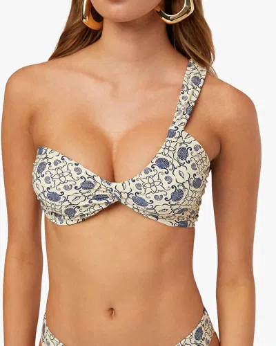 Weworewhat Ruched Asymmetrical Top In Off White And Sandshell In Multi