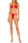 Weworewhat Ruched Bandeau Bikini Top In Ruby In Red