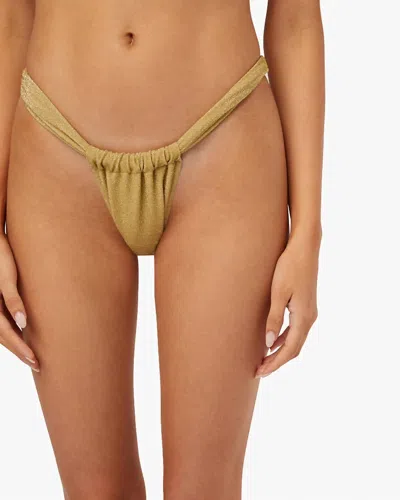 Weworewhat Ruched Cheeky Bottom In Pale Gold