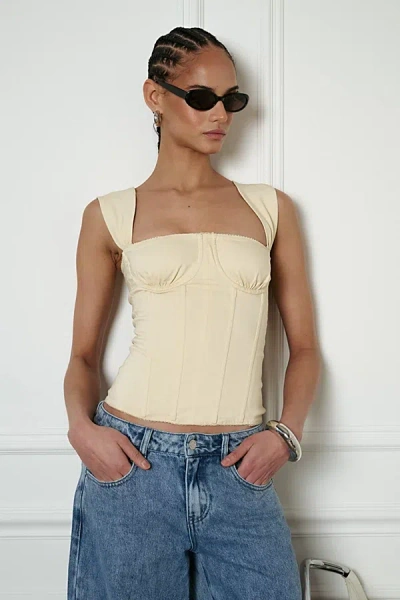 Weworewhat Ruched Corset Top In Sand, Women's At Urban Outfitters In Nude