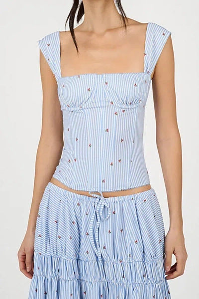 WEWOREWHAT RUCHED CORSET TOP IN SKY, WOMEN'S AT URBAN OUTFITTERS