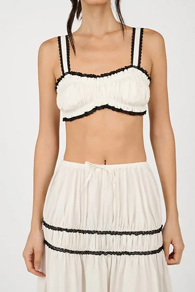 WEWOREWHAT RUCHED CROP TOP IN WHITE, WOMEN'S AT URBAN OUTFITTERS
