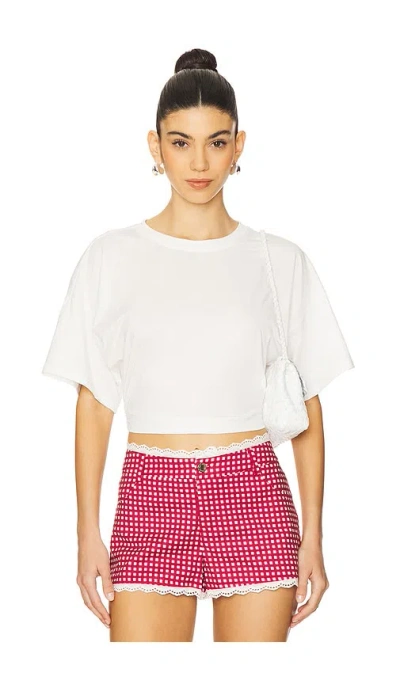 Weworewhat Ruched Cropped Tee In White