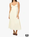 Weworewhat Ruched Cup Button Midi Dress In Ivory