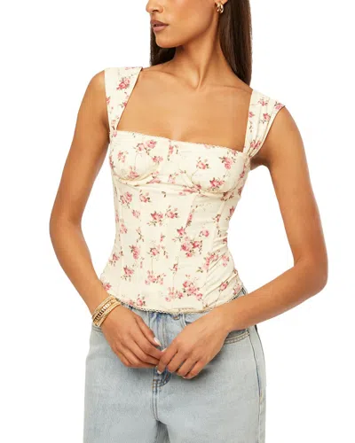 Weworewhat Ruched Cup Linen-blend Corset In White