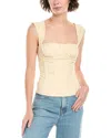 Weworewhat Ruched Cup Linen-blend Corset Top In Neutral