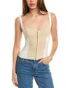 Weworewhat Ruched Cup Scoop Linen-blend Corset In White