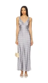 Weworewhat Ruched Cup Slip Maxi Dress In Dusty Blue Multi