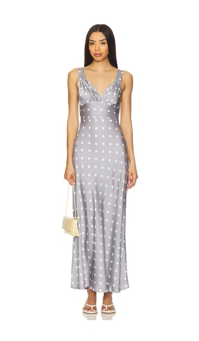 Weworewhat Ruched Cup Slip Maxi Dress In Dusty Blue Multi