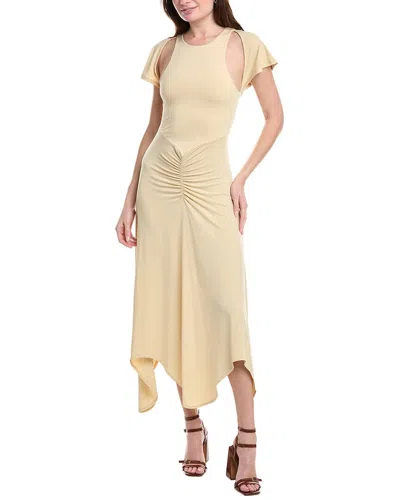 WEWOREWHAT WEWOREWHAT RUCHED CUTOUT ASYMMETRICAL MIDI DRESS