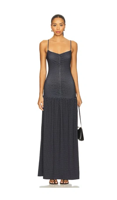 Weworewhat Ruched Front Scoop Maxi Dress In Blue