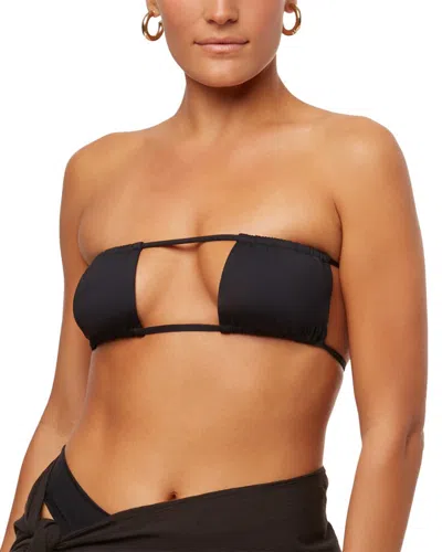 Weworewhat Ruched Linen-blend Bra Top In Black