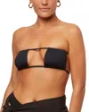 Weworewhat Ruched Linen-blend Bra Top In Black