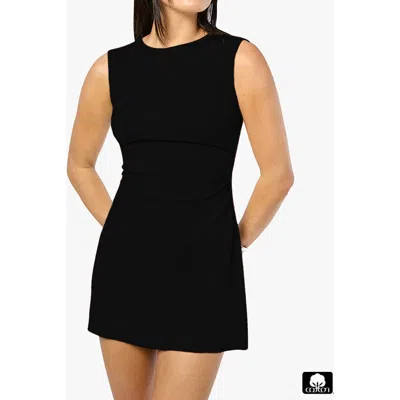 Weworewhat Ruched Muscle Tank Mini Dress In Black