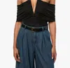 Weworewhat Ruched Off Shoulder Bodysuit In Black