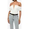 Weworewhat Ruched Off Shoulder Bodysuit In Ivory