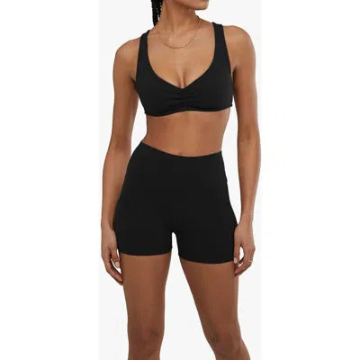 Weworewhat Ruched Scoop Neck Bra In Black