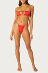Weworewhat Ruched String Bikini Bottom In Ruby In Red