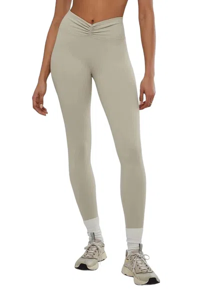 Weworewhat Ruched V-legging In Stone In White