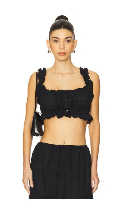 Weworewhat Ruffle Button Crop Top In 黑色