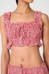 Weworewhat Ruffle Button Up Crop Top In Multi