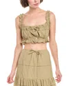 Weworewhat Ruffle Crop Top In Green