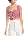 Weworewhat Ruffle Button Up Crop Top In Pink