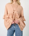 Weworewhat Ruffle Tie Front Top In Almond