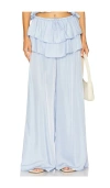 Weworewhat Ruffle Waist Flare Pant In Green