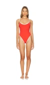 Weworewhat Scoop Cami One Piece In Fiery Red & Off White