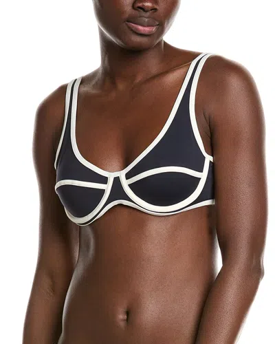 Weworewhat Scoop Underwire Bikini Top In Dk Navy/offwh