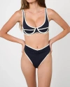 Weworewhat Scoop Neck Underwire Bikini Top In Dk Navy/offwh