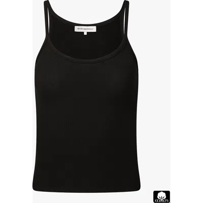 Weworewhat Scooped Ribbed Tank Top In Black
