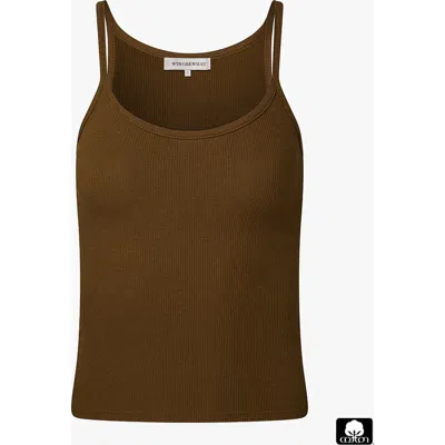 Weworewhat Scooped Ribbed Tank Top In Kangaroo