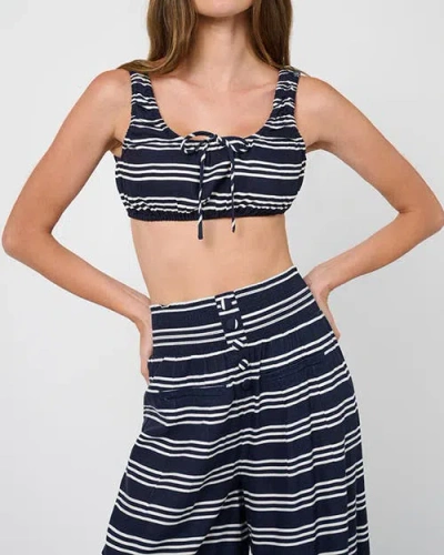 Weworewhat Scrunchie Crop Top In Dk Navy/offwh
