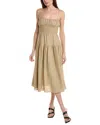 Weworewhat Scrunchie Linen-blend Midi Dress In Safari