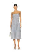 Weworewhat Scrunchie Linen-blend Midi Dress In Ë�”ìš¤í‹° Ë¸”ë£¨