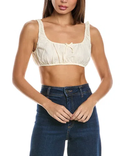Weworewhat Scrunchy Linen-blend Top In White