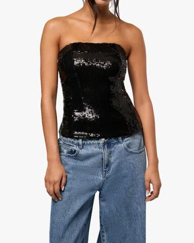 Weworewhat Sequin Corset Top In Black