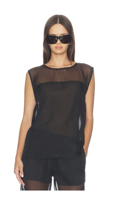 Weworewhat Sheer Boxy Tank Top In Black