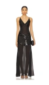 Weworewhat Sheer Panel Maxi Dress In 黑色