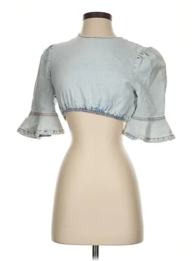 Pre-owned Weworewhat Short Sleeve Blouse In Blue