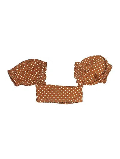 Pre-owned Weworewhat Short Sleeve Blouse In Brown