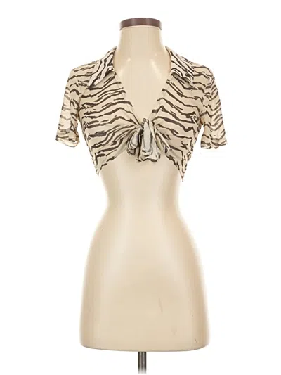 Pre-owned Weworewhat Short Sleeve Top Ivory Keyhole Neckline Tops
