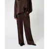 Weworewhat Silky Trouser Pant In Chestnut