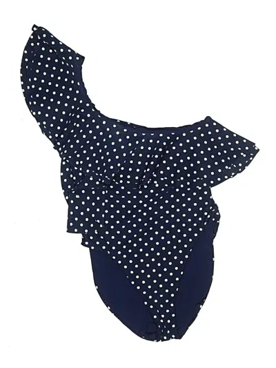Pre-owned Weworewhat Sleeveless Top Blue Polka Dots Pattern One Shoulder Neckline Tops