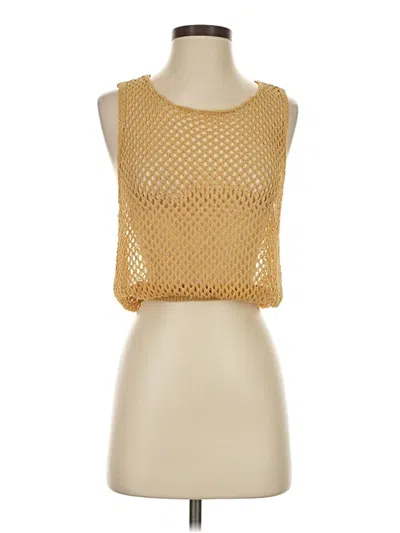 Pre-owned Weworewhat Sleeveless Top Gold Square Neckline Tops