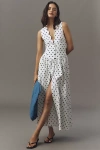 Weworewhat Sleeveless V-neck Scalloped Maxi Dress In Sand