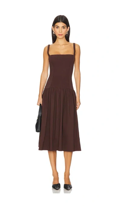 Weworewhat Smocked Drop Waist Midi Dress In Brown