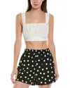 Weworewhat Smocked Linen-blend Tank In White